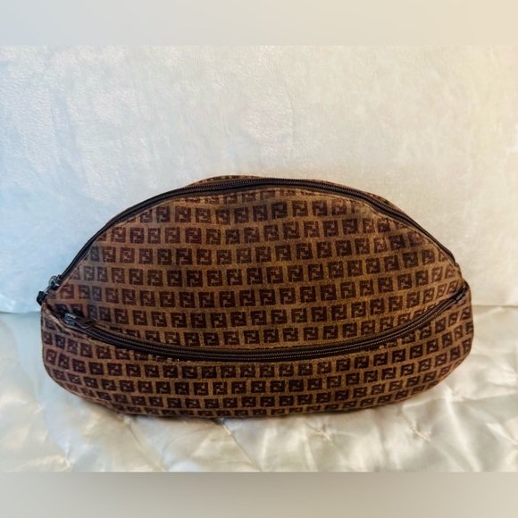 Fendi Brown Velvet Monogram Clutch - Picture 10 of 16